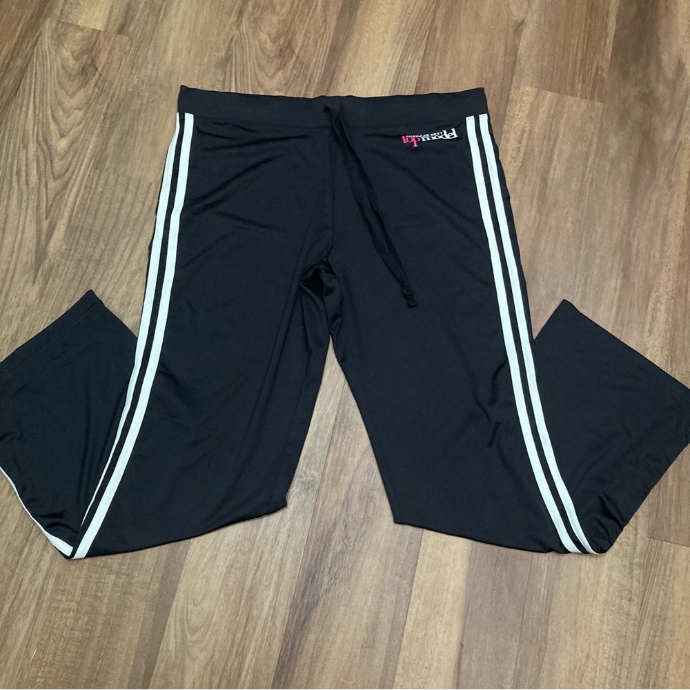 Y2K ANTM Printed Varsity Stripe Track Pants Model Reality Show Top Model Mcbling